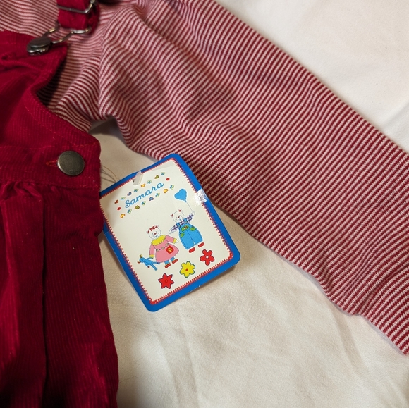 Vintage Samara 4T Dress Red Floral Stripe NWT - Picture 7 of 8